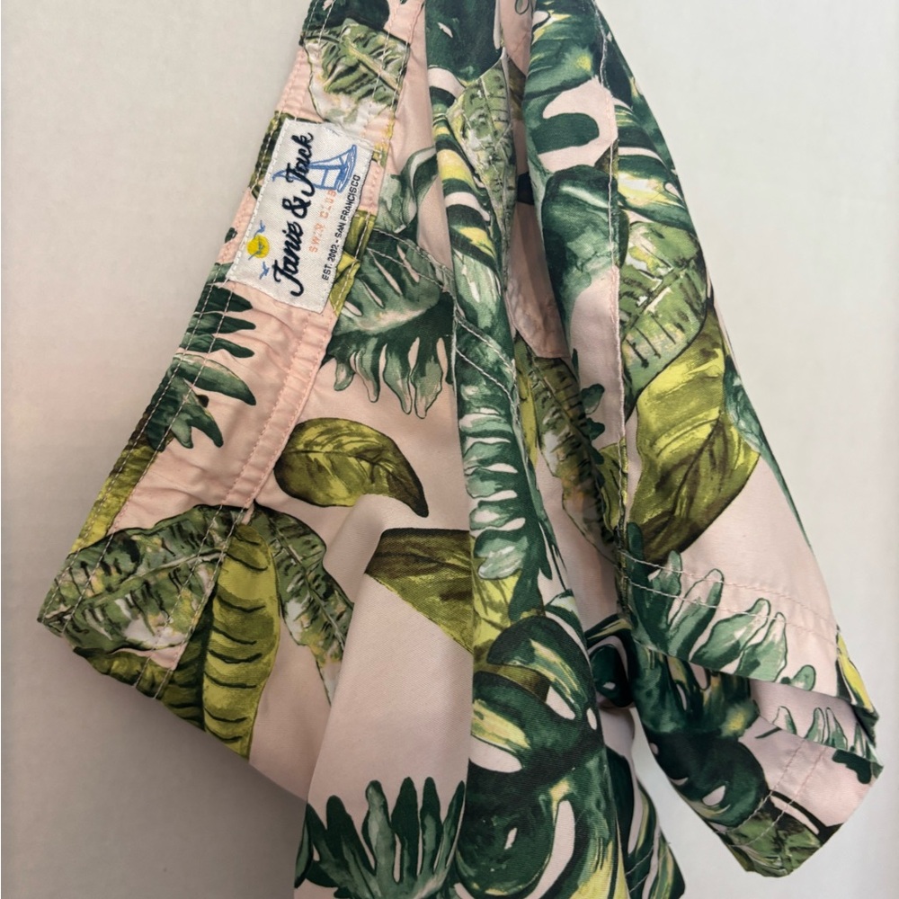 Janie and Jack Tropical Leaf Print Swimsuit